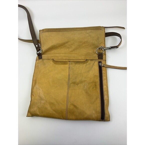 Hobo Foldover Flat Crossbody Yellow Leather Purse Zip Long Medium Lightweight - Picture 2 of 13